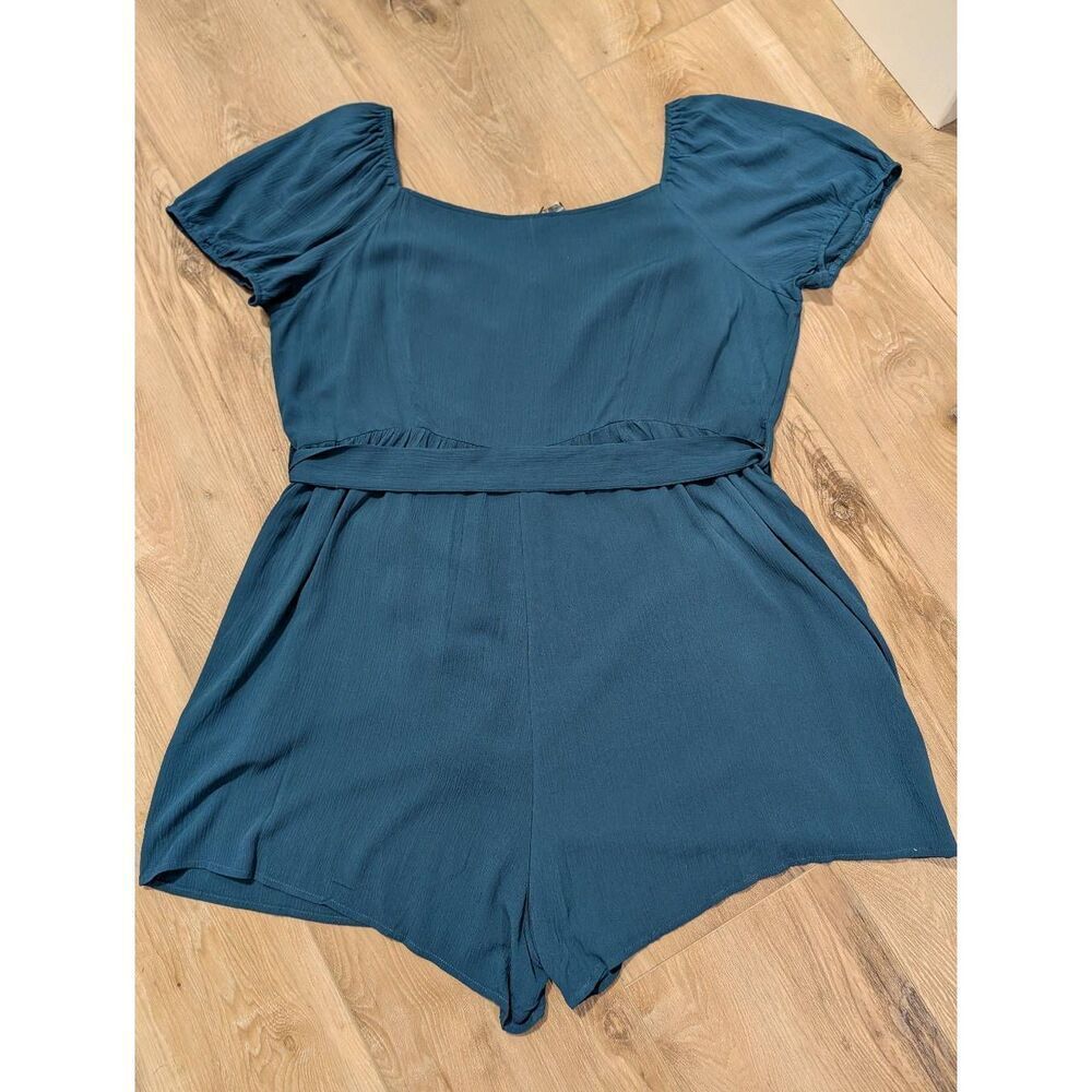 City Chic Playsuit Vacation Teal Romper Plus 18 1XL Boho Festival Pockets NWT - Picture 2 of 13